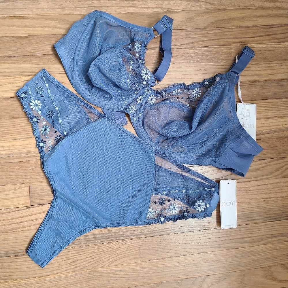 Elomi Matilda bra and panty set, XL, 38DDD. New.